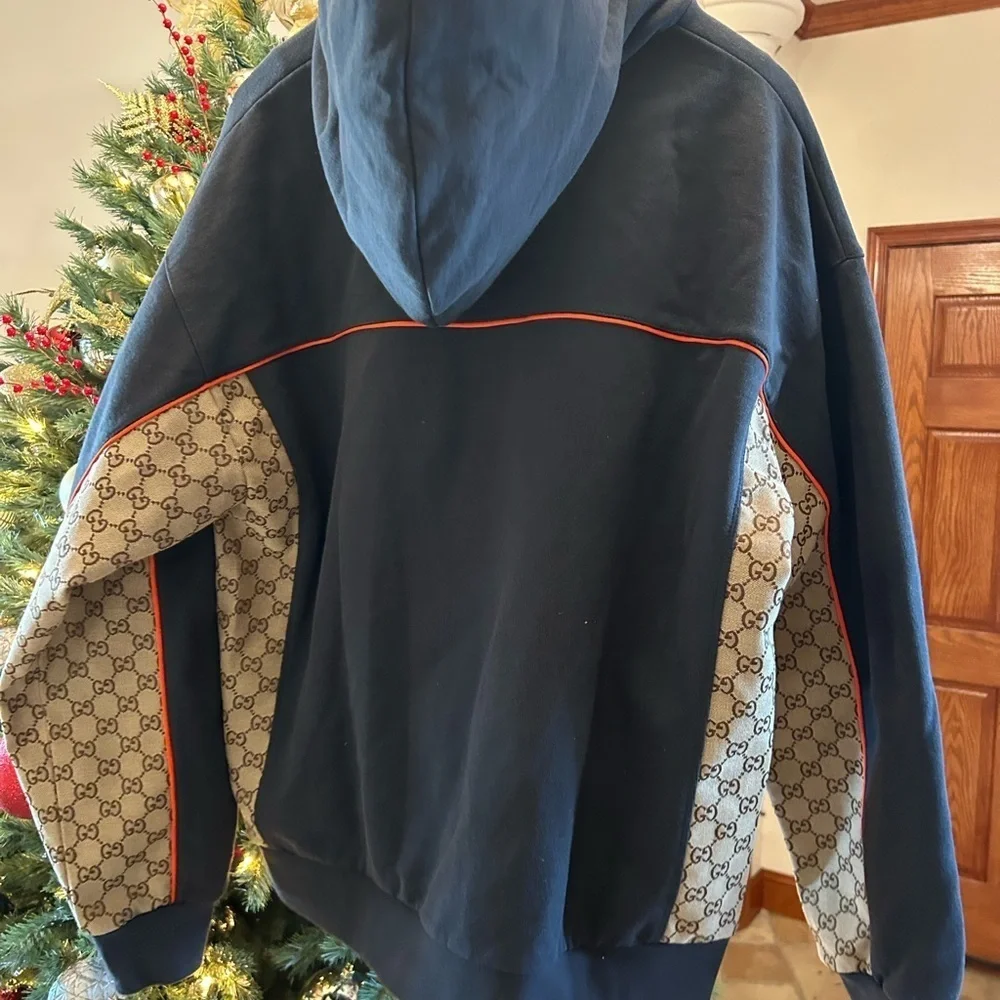 Men's Gucci, cotton jersey zip jacket/hoodie signature GG Supreme XL. NWT
